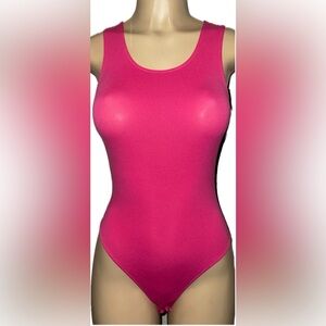 Wolford Velvet Deluxe Full Brief Bodysuit Hot Pink Medium NWOT
